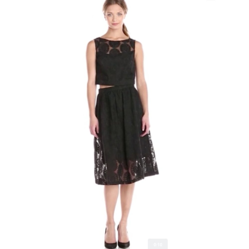 Donna Morgan Floral Two Piece Dress Black 12